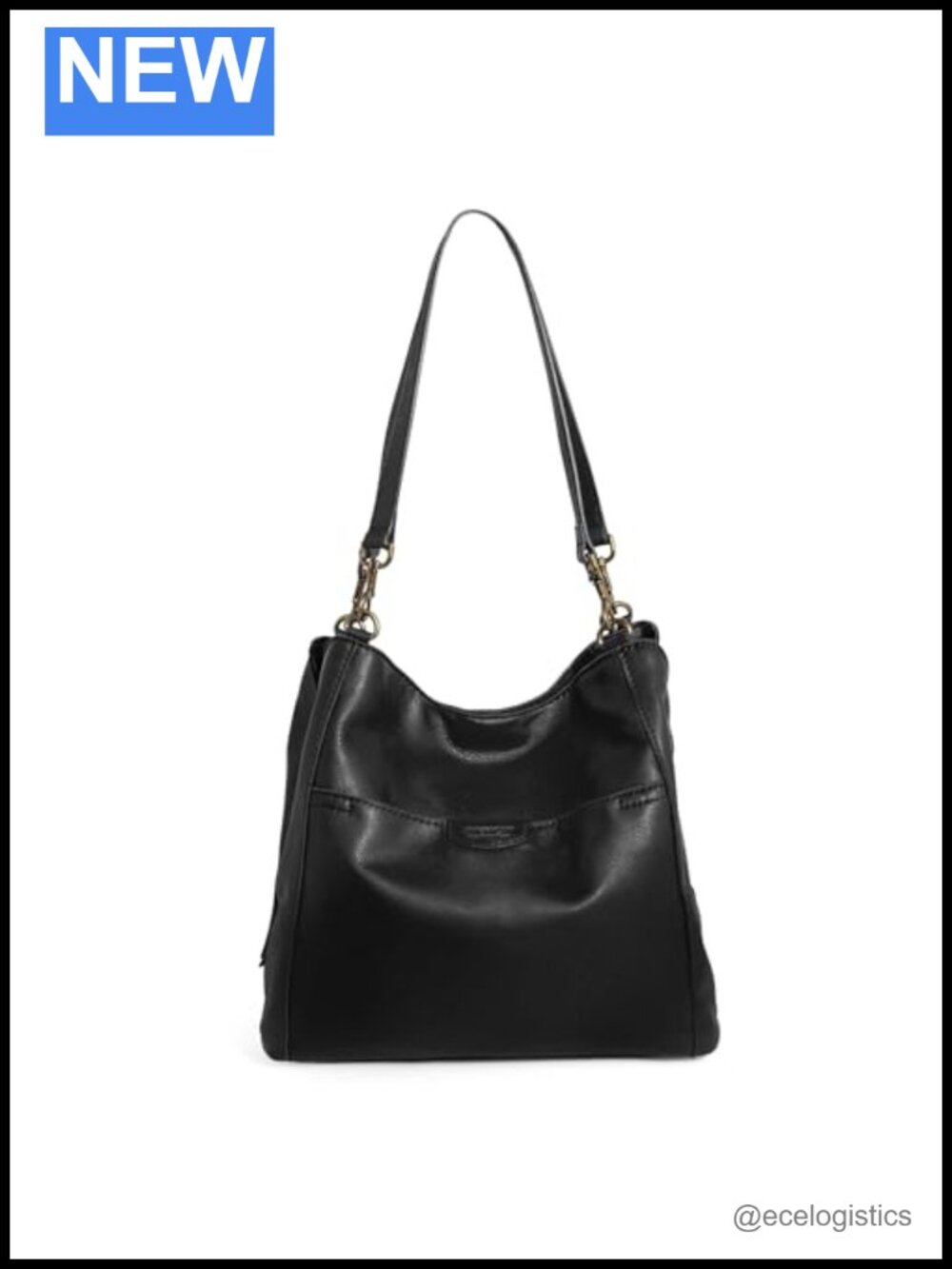 Genuine Leather Hobo Shoulder Bag Triple-Entry with Center Zip